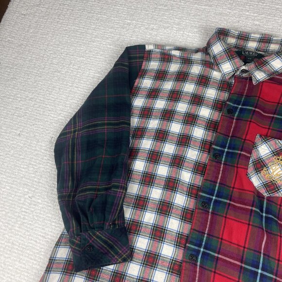 Lauren Ralph Lauren Plaid Cotton Shirt Dress Check Sz M Multicolor Retro - Picture 8 of 16